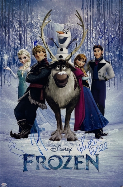 Frozen Full Size Poster Signed by Menzel, Bell, & More! (5 Sigs)(Beckett/BAS LOA)