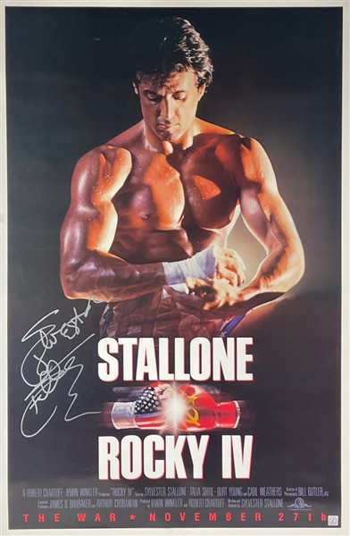 Full Size Sylvester Stallone Signed Rocky 4 Poster (Beckett/BAS Guaranteed)