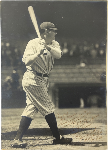 Impeccable 1928 Babe Ruth Oversized 11.75 x 16.5 Photograph - Signed Months After Historic 1927 Season! (Ex. Barry Halper Collection)(Beckett/BAS & JSA LOAs) 