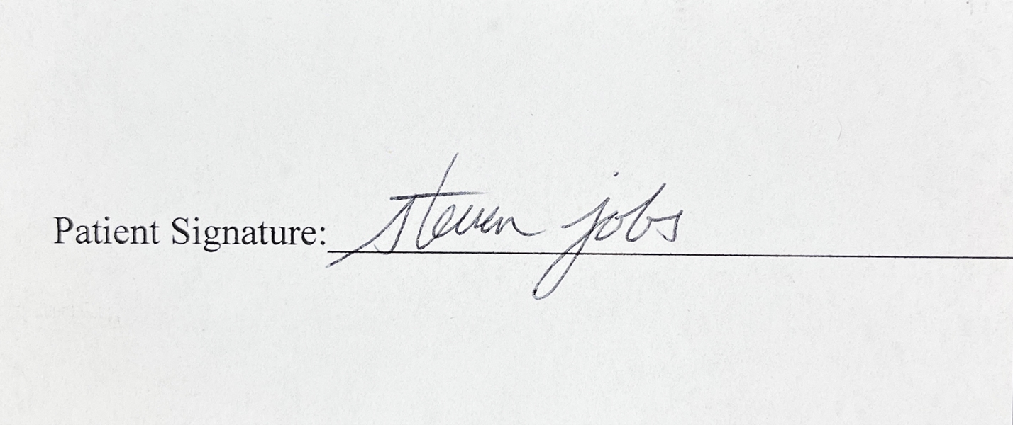 Steve Jobs ULTRA RARE Signed Medical Document Segment - Possibly One of His Final Signatures! (JSA LOA)