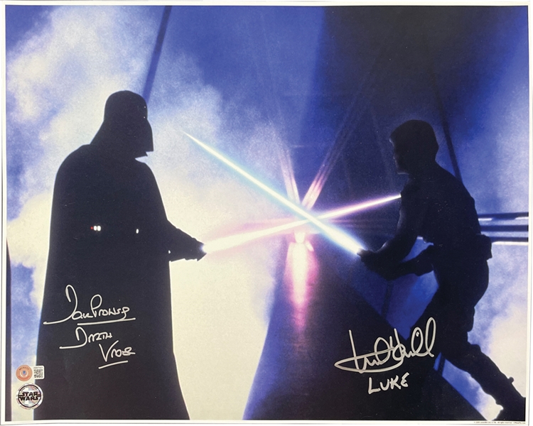 Star Wars: Mark Hamill & David Prowse Superb Signed 16" x 20" Color Photo from "The Empire Strikes Back" (Beckett/BAS LOA)