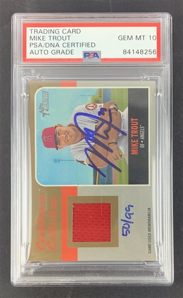 Mike Trout Signed Limited Edition 2019 Topps Heritage Clubhouse Collection Game-Used Memorabilia Card - Auto Graded Gem Mint 10! (PSA/DNA Encapsulated)