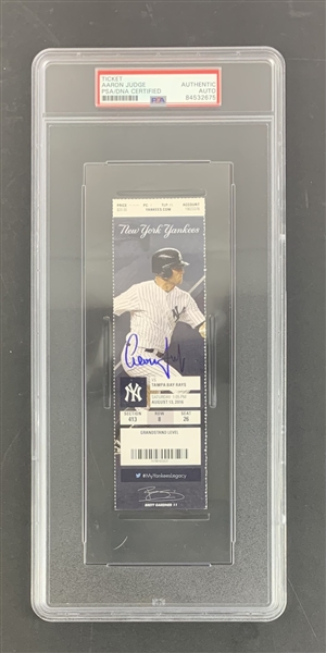 Aaron Judge Signed MLB Debut Ticket :: August 13, 2016 vs. Rays :: Judge First Career Home Run! (PSA/DNA Encapsulated)