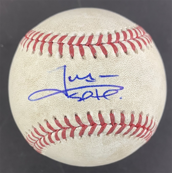 Juan Soto Game Used & Signed OML Baseball from 2-HR Game :: Ball Pitched to Soto (PSA/DNA COA & MLB Authentication)