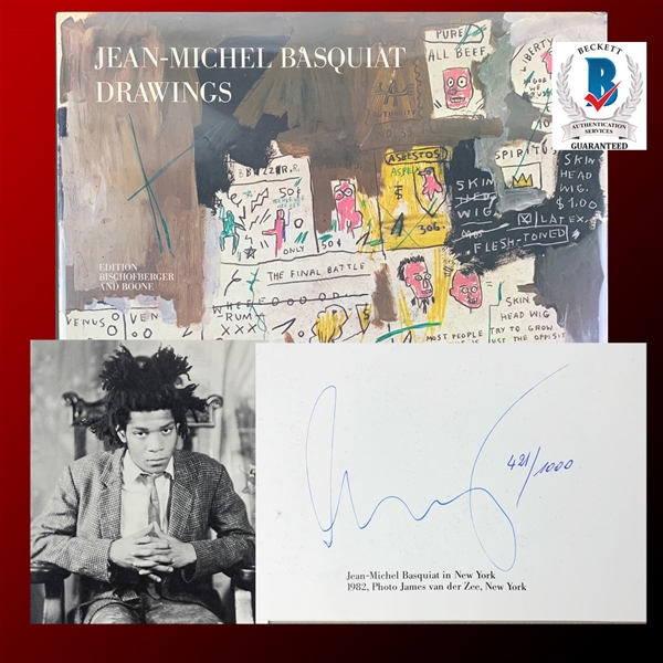 Jean-Michel Basquiat ULTRA RARE Signed Limited First Edition Hardcover Book: Drawings (Beckett/BAS Guaranteed)