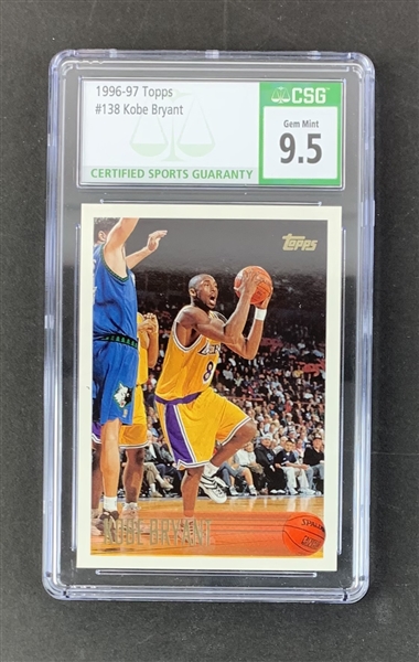 1996-97 Topps Kobe Bryant #138 Rookie Card - CSG Graded GEM MINT 9.5
