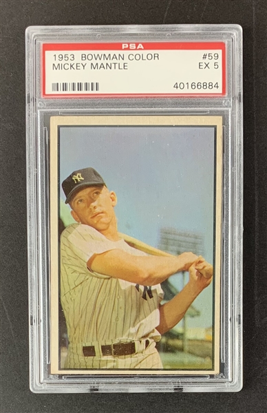 1953 Bowman Color Mickey Mantle #59 - PSA Graded EX 5