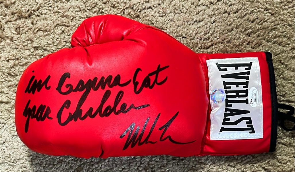Mike Tyson Signed Everlast Boxing Glove with "Im Gonna Eat Your Children" Inscription (JSA)