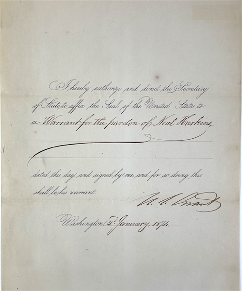 President Ulysses S. Grant Signed 1874 Presidential Pardon Document (Beckett/BAS Guaranteed)