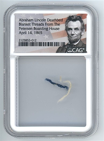 Abraham Lincoln Deathbed Blanket Threads From April 14, 1865 (CAG Encapsulated) 