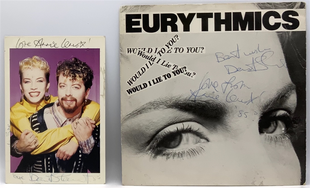 Eurythmics Group Signed 7” “Would I Lie To You” Single Record and Postcard (Beckett/BAS Guaranteed)