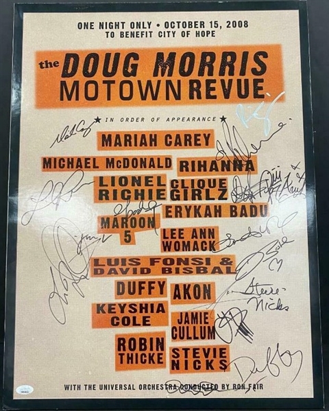 Music Multi-Signed 18” x 24” Poster: Stevie Nicks, Mariah Carey, Rihanna Ect. “The Doug Morris Motown Revue” (17 Sigs) (JSA LOA) 