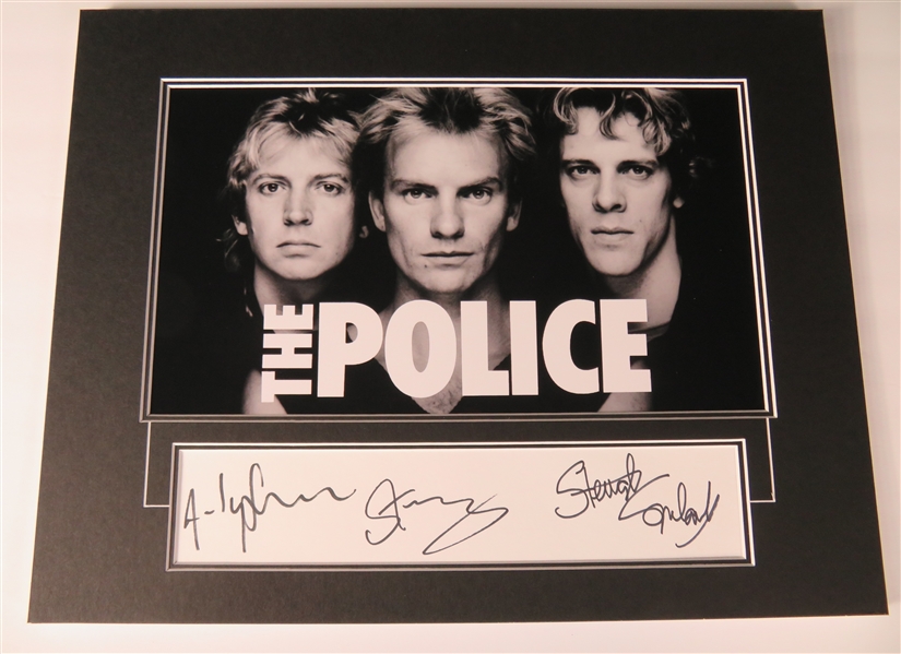 The Police Group Signed 18” x 14” Matted Display (3 Sigs) (JSA LOA)