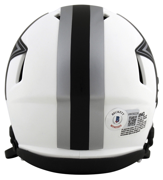 Dak Prescott Signed White Dallas Cowboys Speed Mini Helmet (Beckett/BAS Witnessed)