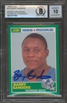 Barry Sanders Signed 1989 Score Rookie Card with GEM MINT 10 Autograph (Beckett/BAS Encapsulated)