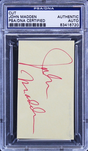 John Madden Signed 2 x 3.5 Cut Signature (PSA/DNA Encapsulated)