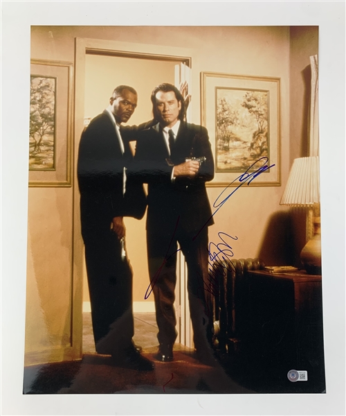 Pulp Fiction: John Travolta & Samuel L. Jackson Signed 16" x 20" Photograph (BAS LOA)(Steve Grad Autograph Collection)