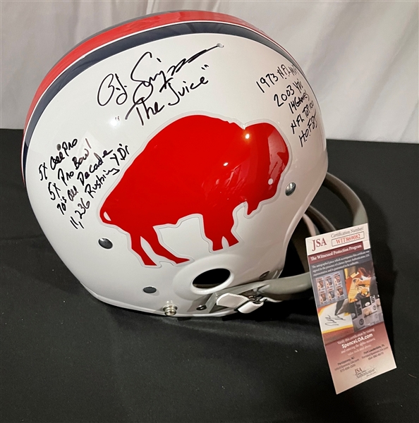 OJ Simpson Signed & Heavily Inscribed Full Sized Buffalo Bills Helmet (JSA COA)