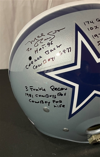 Mel Renfro Signed & Stat Inscribed Cowboys Suspension Helmet (JSA COA)