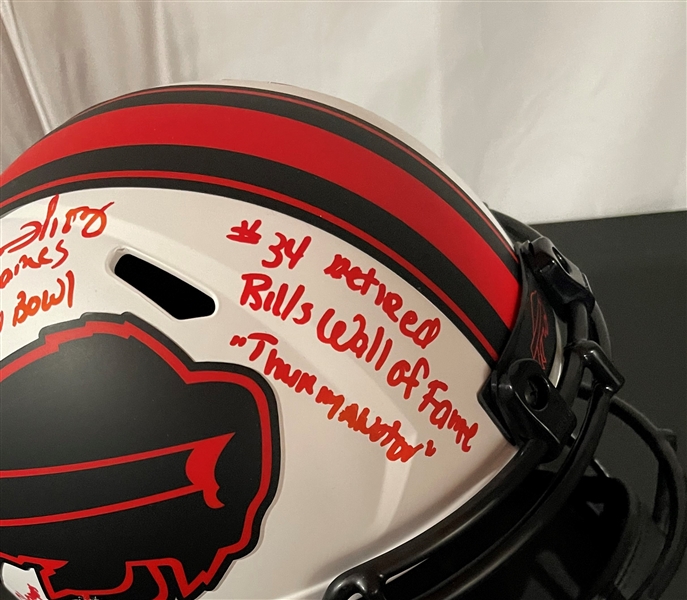 Thurman Thomas Signed & Stat Inscribed Lunar Eclipse Replica Helmet (Third Party Guaranteed)