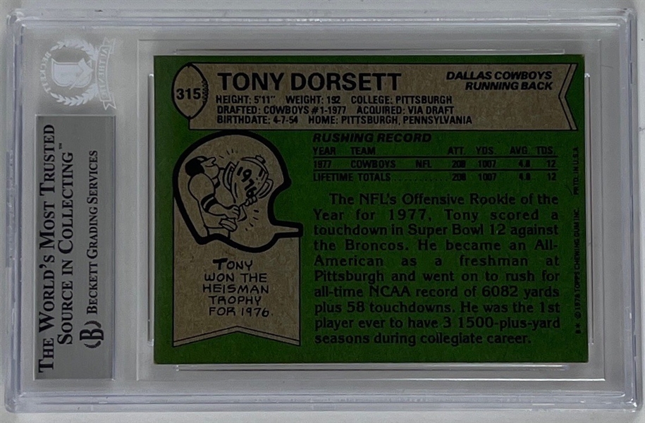 Tony Dorsett Signed 1978 Topps #315 Rookie Card (Beckett/BAS)