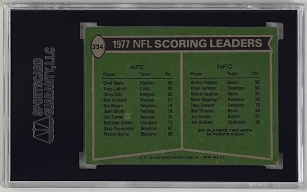 Walter Payton Signed 1978 Topps Scoring Leaders Card #334 (SGC Encapsulated)