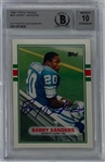 Barry Sanders Signed 1989 Topps Traded #83T Rookie Card w/ GEM MINT 10 Auto!(Beckett/BAS Encapsulated)