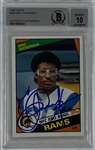 Eric Dickerson Signed 1984 Topps RC Card : Auto Gem Mint 10! (Beckett/BAS Encapsulated)