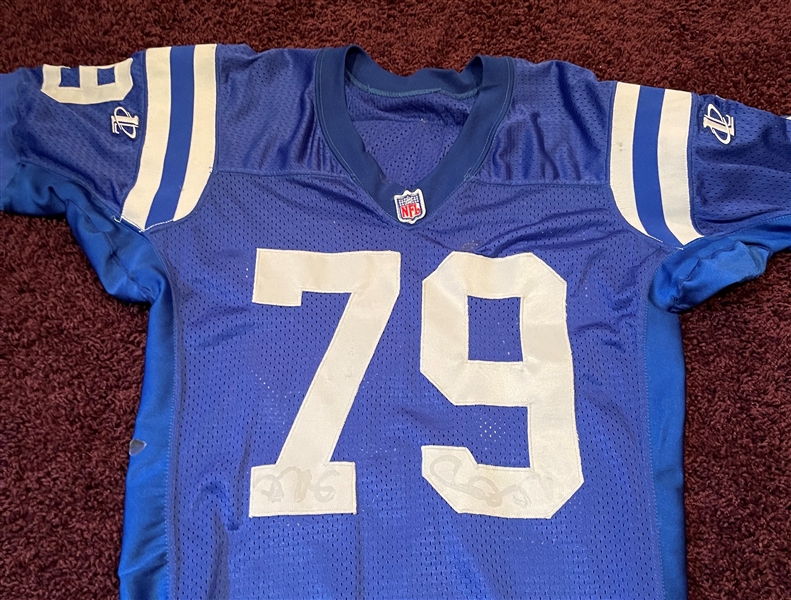 Tony Mandarich Signed & Inscribed Final NFL Game Used Colts Jersey (Third Party Guaranteed)