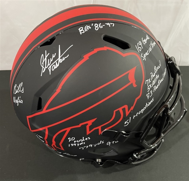 Steve Tasker Signed & Stat Inscribed Bills Eclipse Replica Helmet (PSA/DNA)