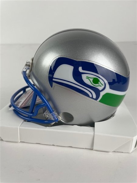 Steve Largent Signed & HOF Inscribed Seahawks Mini Helmet (JSA)