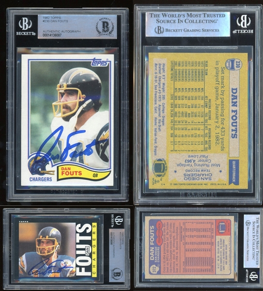 Lot of 14 Dan Fouts Signed & Encapsulated Football Trading Cards (Beckett/BAS)