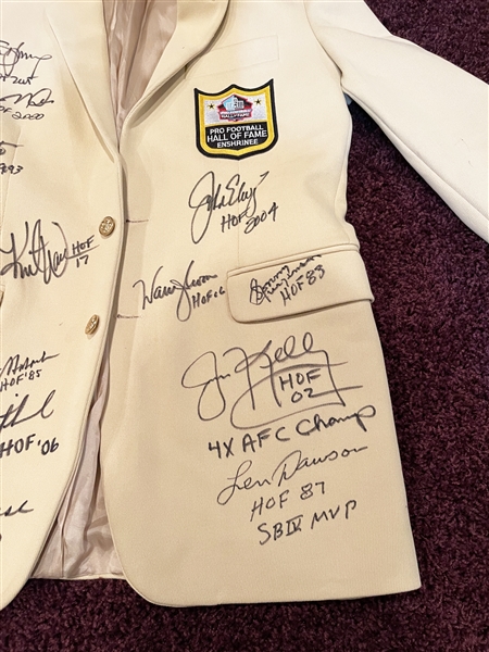 Multi-Signed Replica HOF Gold Jacket w/ 15 QB Signatures Incl. Montana, Marino, Namath, etc. (Third Party Guaranteed)