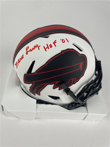 Marv Levy Signed & HOF Inscribed Bills Mini Helmet (Beckett/BAS)