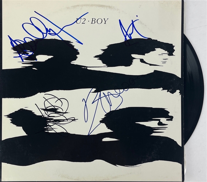 U2: FULL Group Signed "Boy" Album Cover w/ Vinyl (4 Sigs)(REAL LOA)