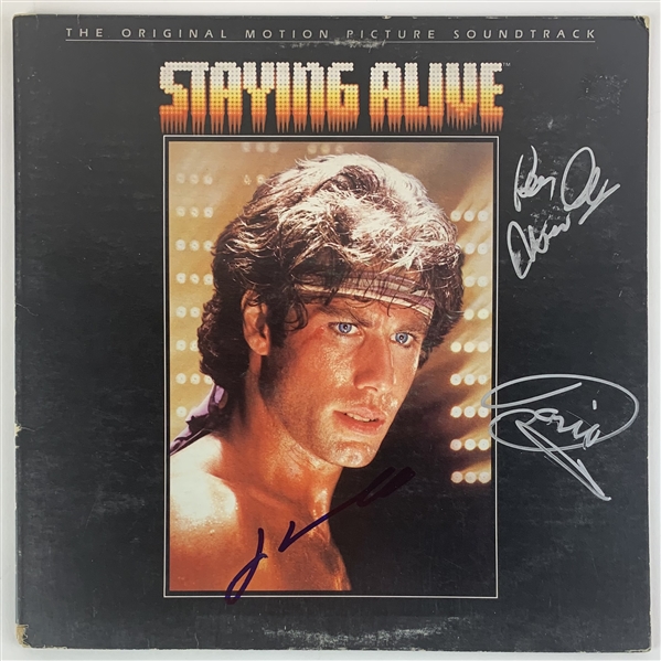 Staying Alive Signed Movie Album Soundtrack w/ Travolta, Robin Gibb, & Barry Gibb (Beckett/BAS LOA)