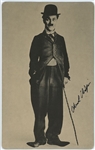 Charlie Chaplin 5” x 8” Signed "The Tramp" Photo Postcard (JSA LOA)