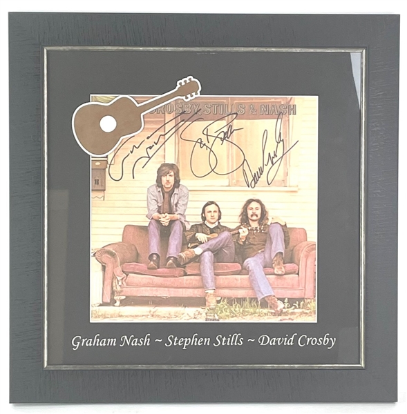 Crosby, Stills & Nash Group Signed Album, Custom Matted & Framed (JSA) 