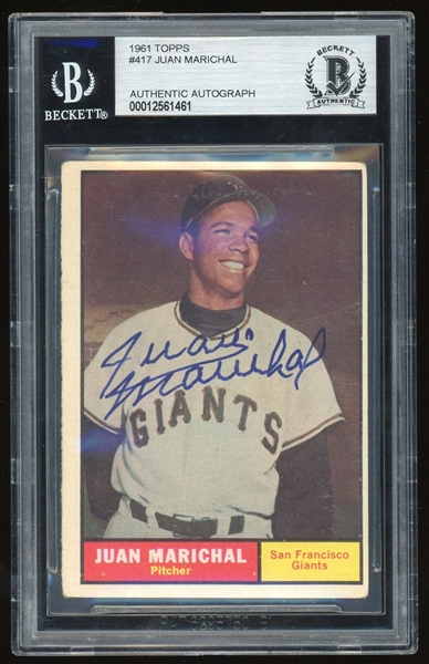 Juan Marichal Signed 1961 Topps #417 (Beckett/BAS Encapsulated)