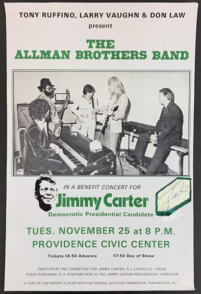 President Jimmy Carter Signed Allman Brothers Band Benefit Concert Poster (Third Party Guaranteed)