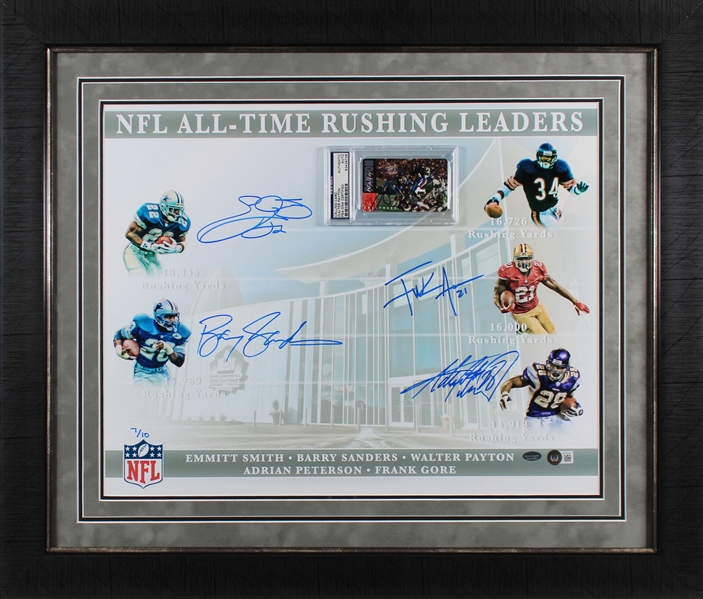 NFL All-Time Rushing Leaders Signed Custom Framed Limited Edition Display (Beckett/BAS & PSA/DNA)