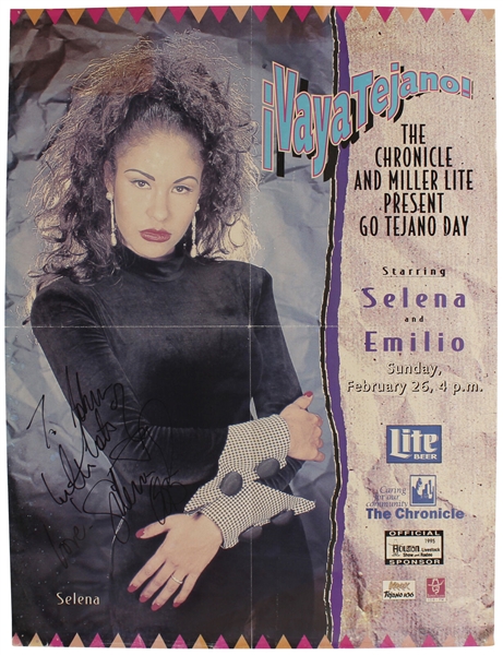 Selena RARE Signed & Inscribed Poster from 1995 Houston Rodeo (Beckett/BAS LOA)