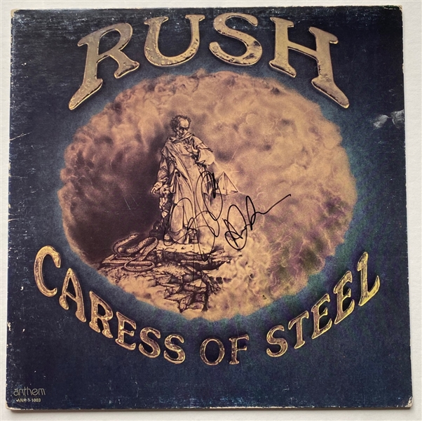 Rush In-Person Dual-Signed Geddy Lee & Alex Lifeson “Caress of Steel” Album Record (JSA Cert)