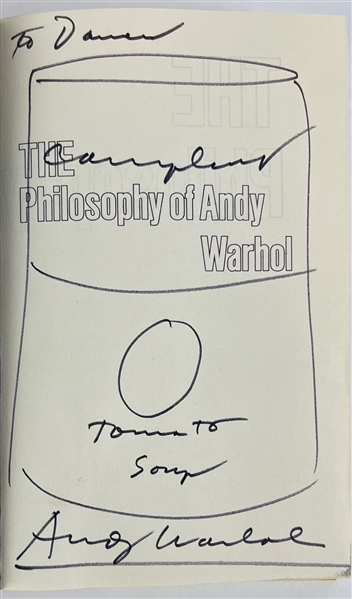Andy Warhol Signed "The Philosophy of Andy Warhol" Book with RARE Campbell Soup Can Hand Drawn Sketch (JSA LOA)