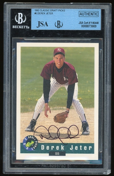 Derek Jeter Signed 1992 Classic Draft Picks RC (Beckett/BAS Encapsulated)