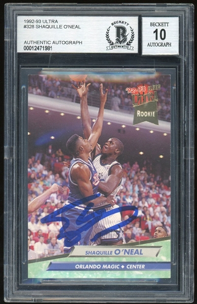 1992 Shaquille ONeal Fleer Ultra #328 Rookie Card :: BAS GEM MINT 10 AUTO! (Beckett/BAS Encapsulated)