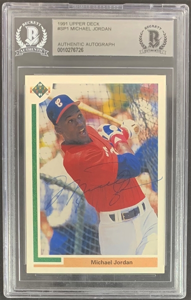 Michael Jordan Signed 1991 Upper Deck #SP1 Baseball Card :: Jordans Baseball Rookie! (Beckett/BAS Encapsulated)