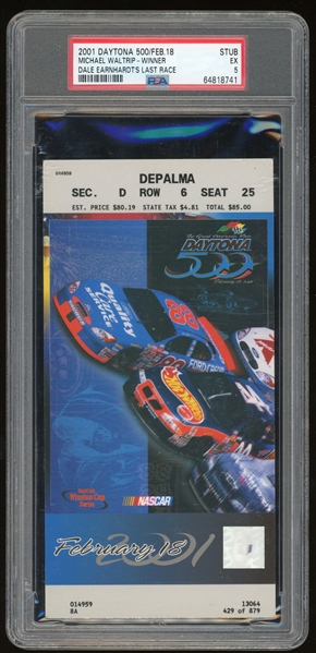 2001 Daytona 500 Ticket Stub From Dale Earnhardts Final Race (PSA/DNA Encapsulated)