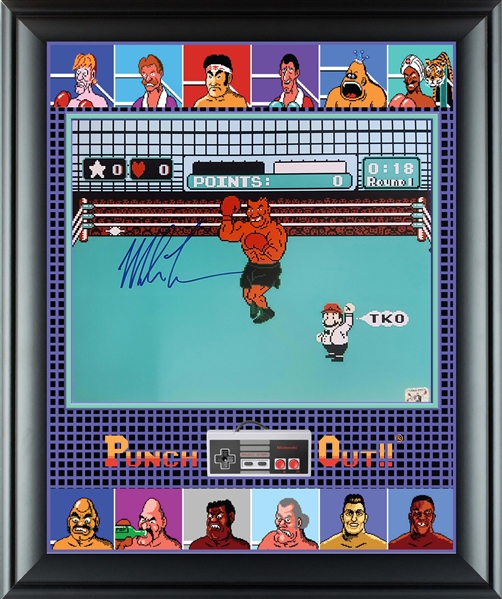 Mike Tyson Signed 20" x 25" Punch Out Nintendo Photo in Framed Display (Fitterman) 
