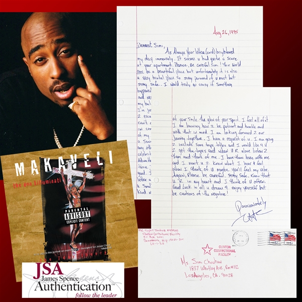 Tupac Shakur Handwritten 2-Page Letter with Incredible Content Discussing His Career Behind Bars & Reading The Prince by Machiavelli - The Inspiration for Makaveli! (JSA LOAs)